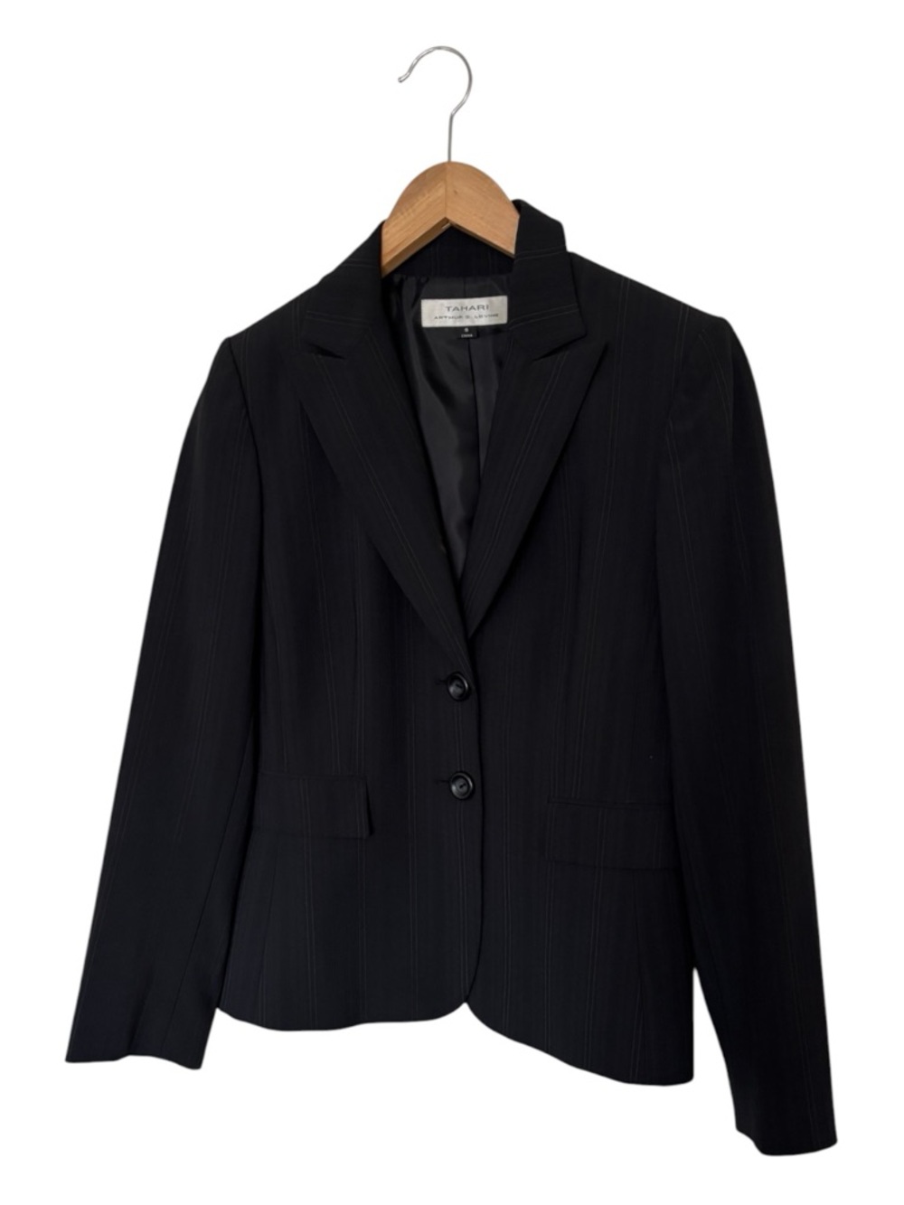 Tahari Arthur S. Levine Tailored Two-Button Blazer Women's Size 8 Black